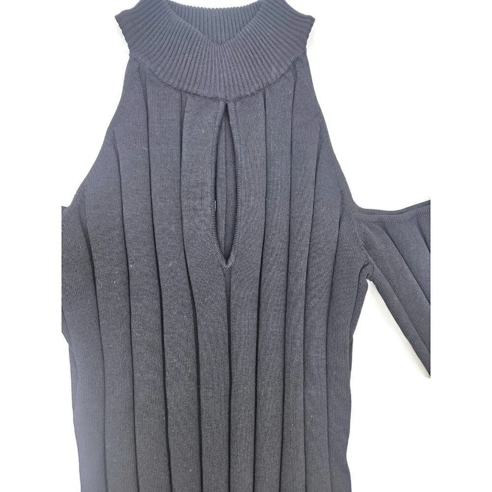 New Jonathan Simkhai Ribbed Bodysuit Women S Black Cold Shoulder Cut Out - Picture 3 of 6